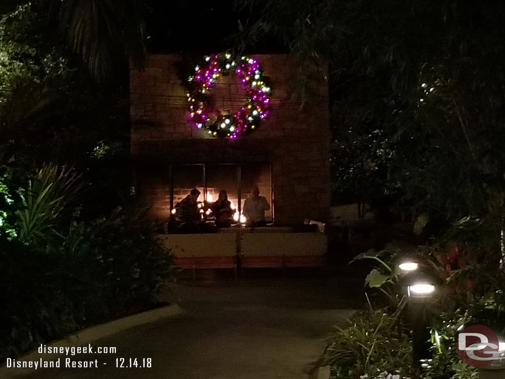 Some decorations around the fireplace area.