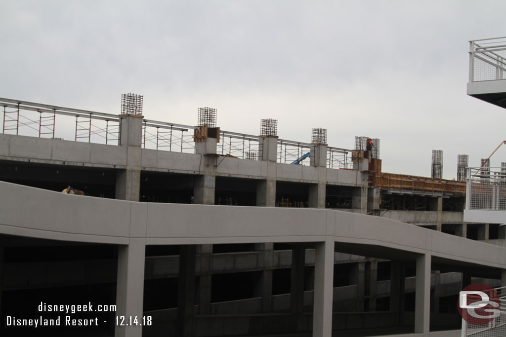 On the left supports for the 6th floor/roof level going up.  On the right they are finishing up the 5th floor.