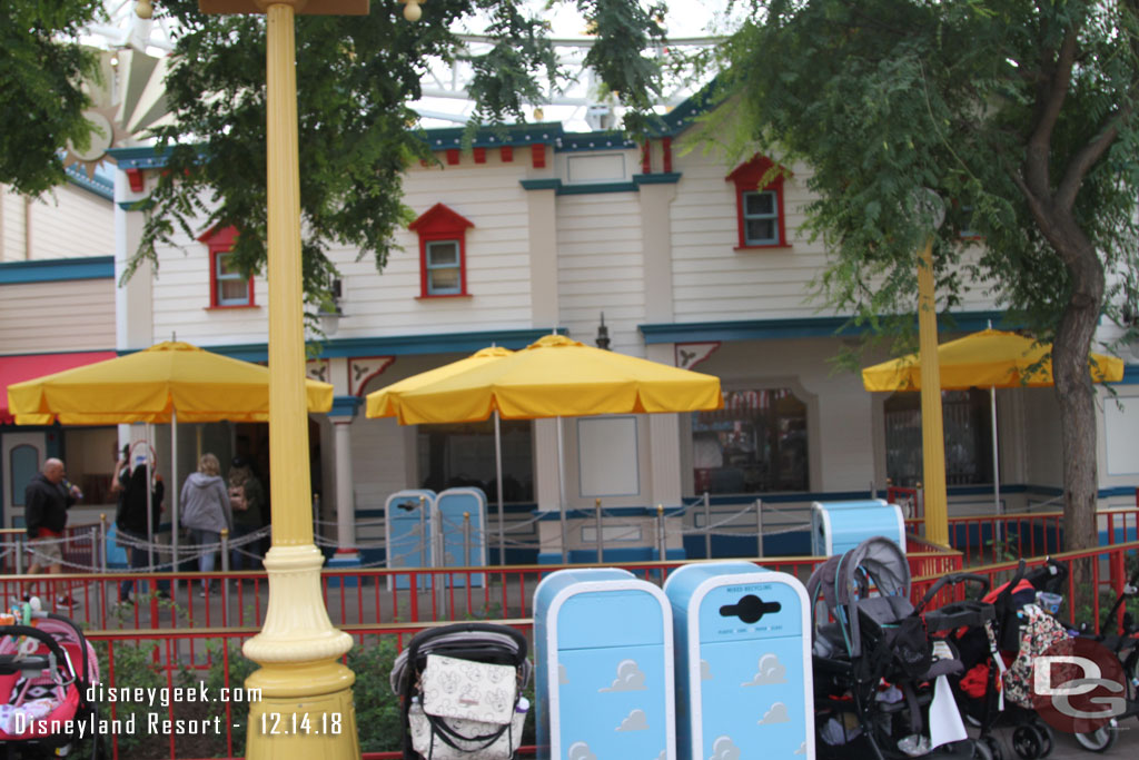 A short line for Toy Story Midway Mania..  the queue is only inside.  Posted at 30 minutes.