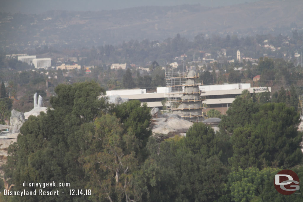 Looking north you can spot some of the spires for Star Wars: Galaxy