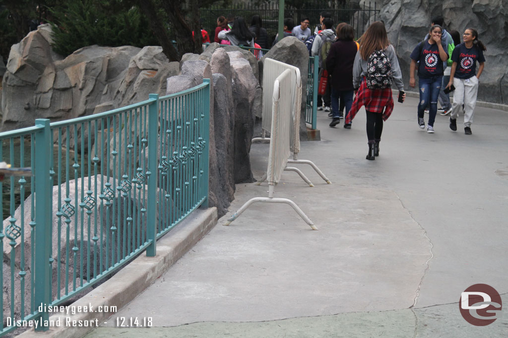 The walls are down and the walkway work near the sub lagoon and the Matterhorn is done.  They have widened it a bit.