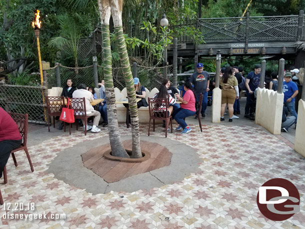 To the right as you enter the former courtyard has seating for the hideaway.