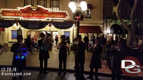 Disneyland Dickens Yuletide Band performing in Town Square