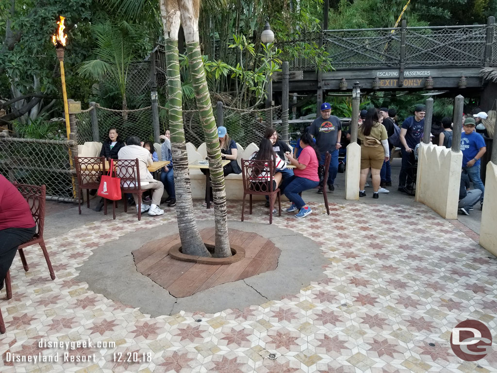 To the right as you enter the former courtyard has seating for the hideaway.