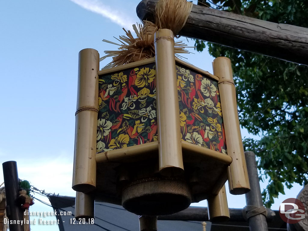 A closer look at the lanterns on the entrance walkway.