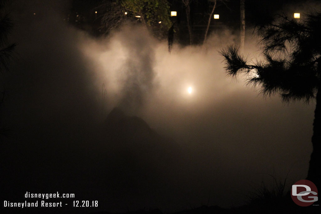 After dinner walked by Grizzly River Run which had a lot of fog this evening.  You could not see the rafts at times.