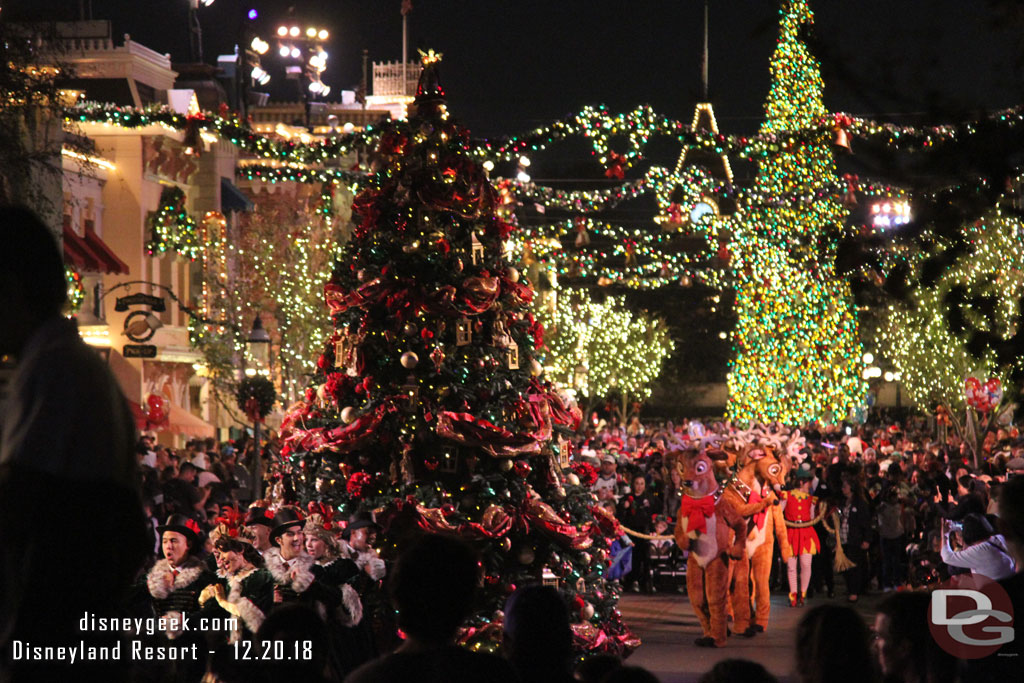 Arrived on  Main Street as the finale of A Christmas Fantasy Parade was making its way up the street.