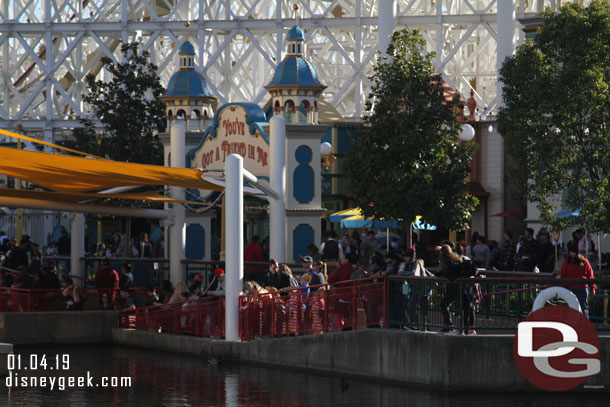 My plan was to go for a spin on the Pixar Pal-A-Round but the lines was all the way up the exit and probably pushing an hour (it was posted at 45 min but that seemed optimistic).