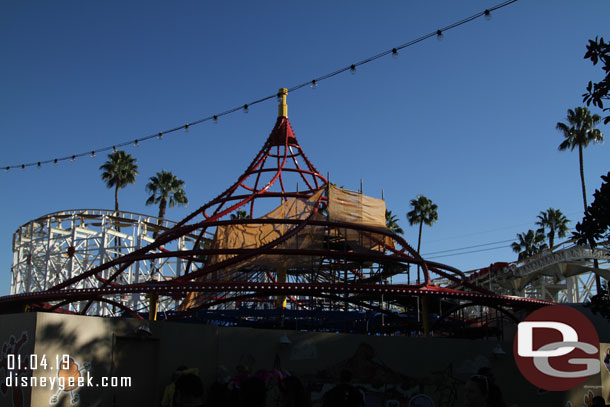 Some scaffolding has returned to Jessie's Critter Carousel.  So looks like work is resuming on it.