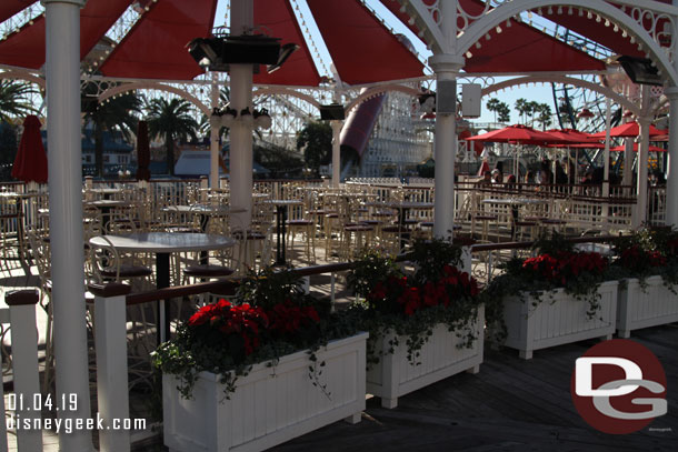 This seating area was not in use this afternoon at the Lamplight Lounge.