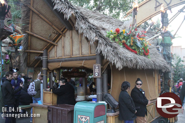 The walkway facing side of the Tiki Juice Bar was closed.