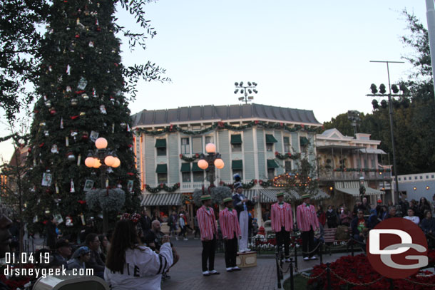 The nightly Flag Retreat in Town Square.