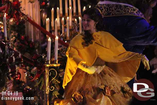 Belle and the other princesses had winter costumes on (it was in the low 60s/upper 50s).