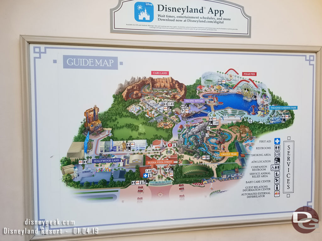 The current park map.  I like how the future Marvel area looks like a large park.  Kind of surprised they have not indicated what is coming to that area yet.