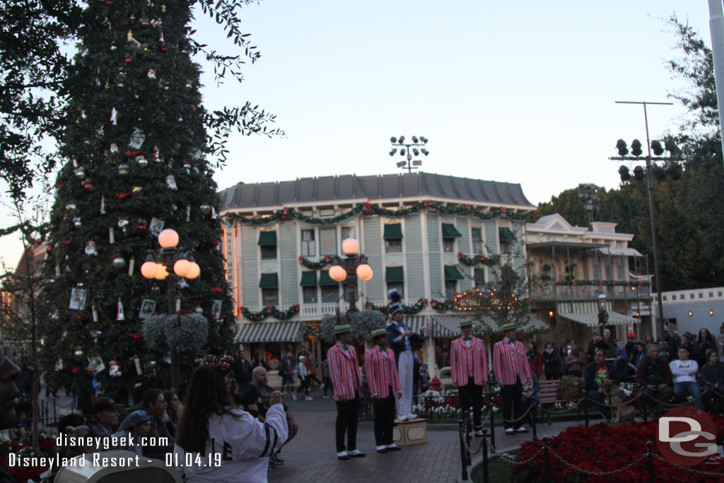 The nightly Flag Retreat in Town Square.