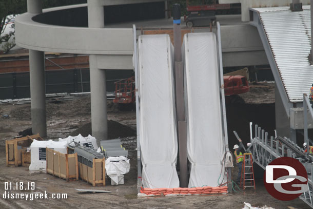 A closer look at the 2nd floor set, covered to protect them from the rain last week.