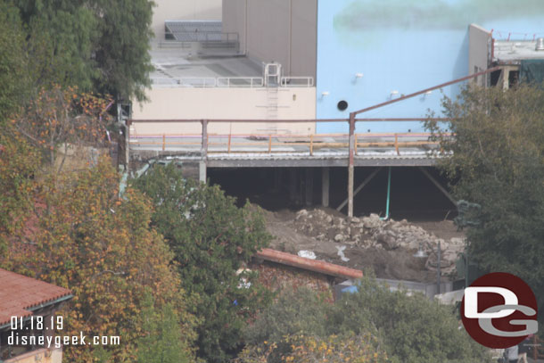 The large mound of dirt is gone but some other rubble remains.  