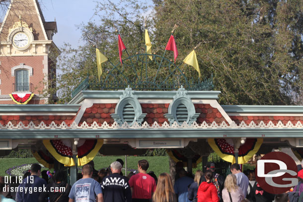 Making my way over to Disneyland.  Decorations for Get Your Ears On are up on Main Street.  