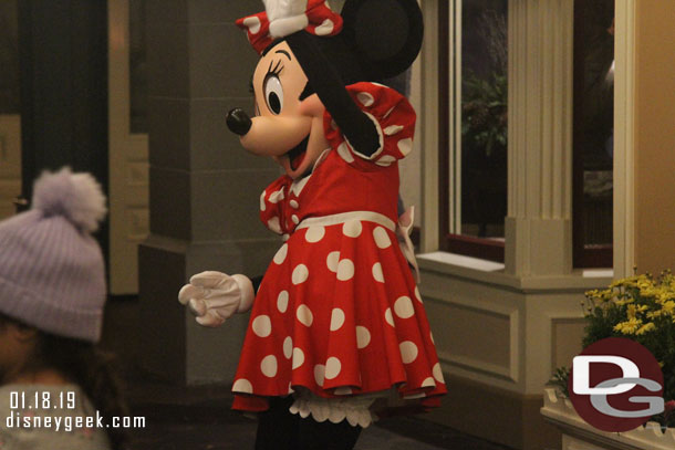 Returned to Disneyland.  Minnie was greeting guests in her traditional outfit.