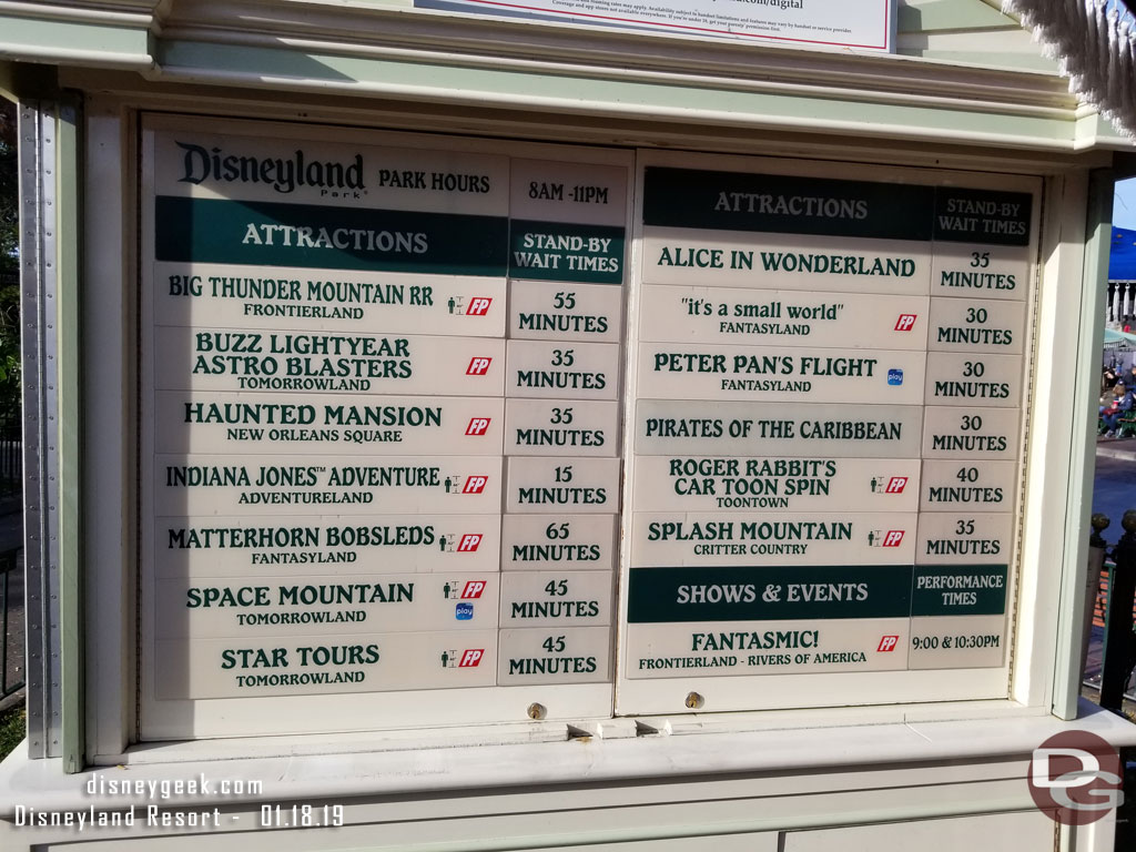 Disneyland wait times at 2:56pm