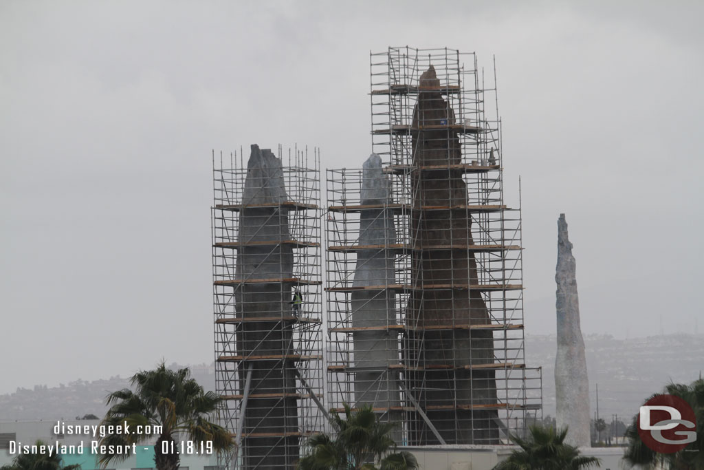 A closer look at the background spires.