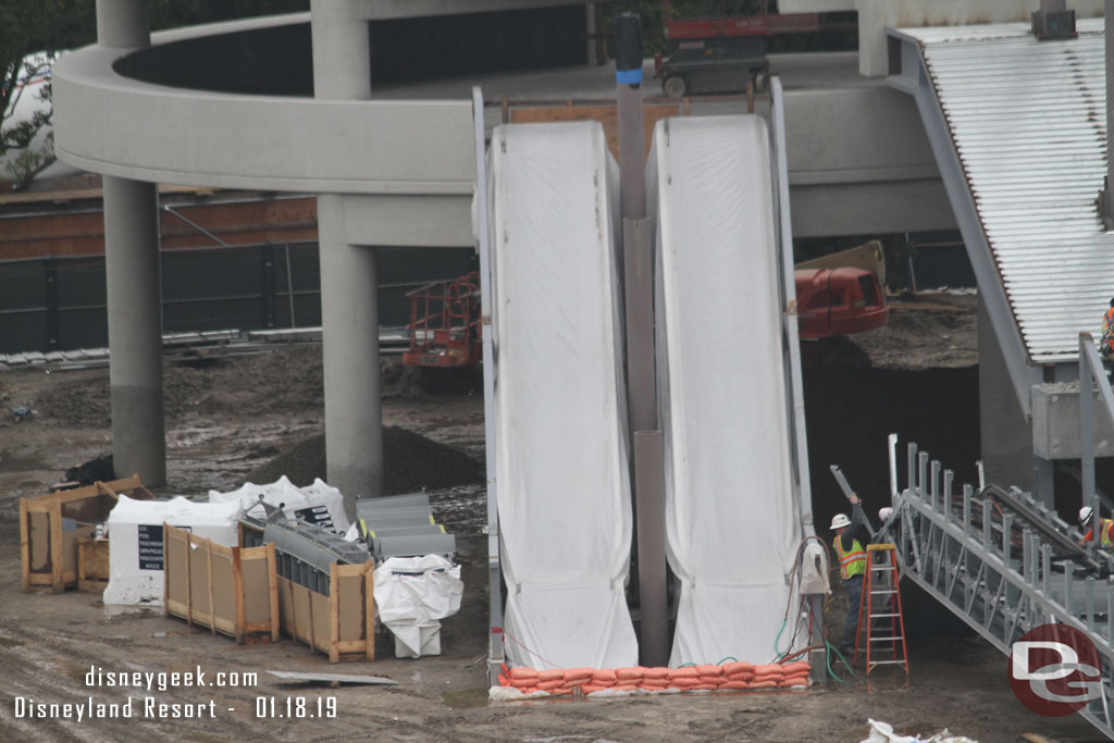 A closer look at the 2nd floor set, covered to protect them from the rain last week.