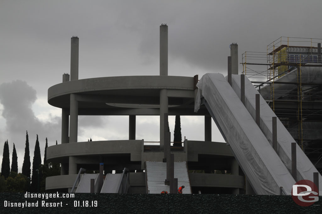 A look up at the structure from ground level.