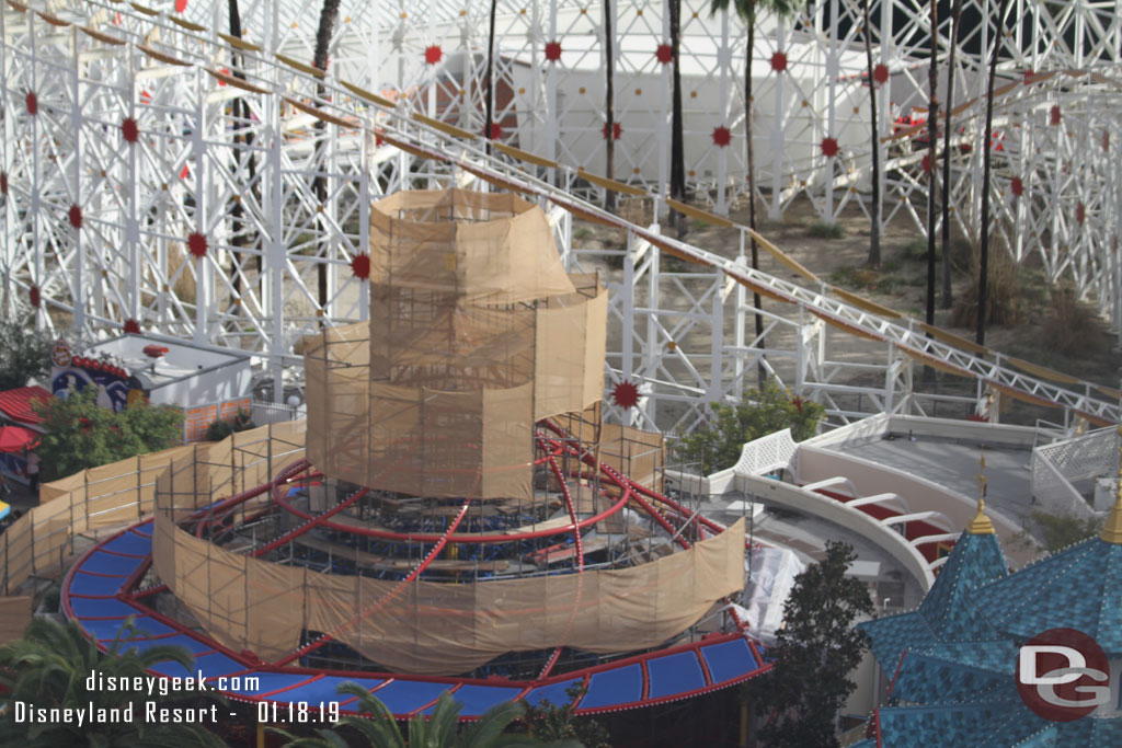 Looking down on the carousel work.