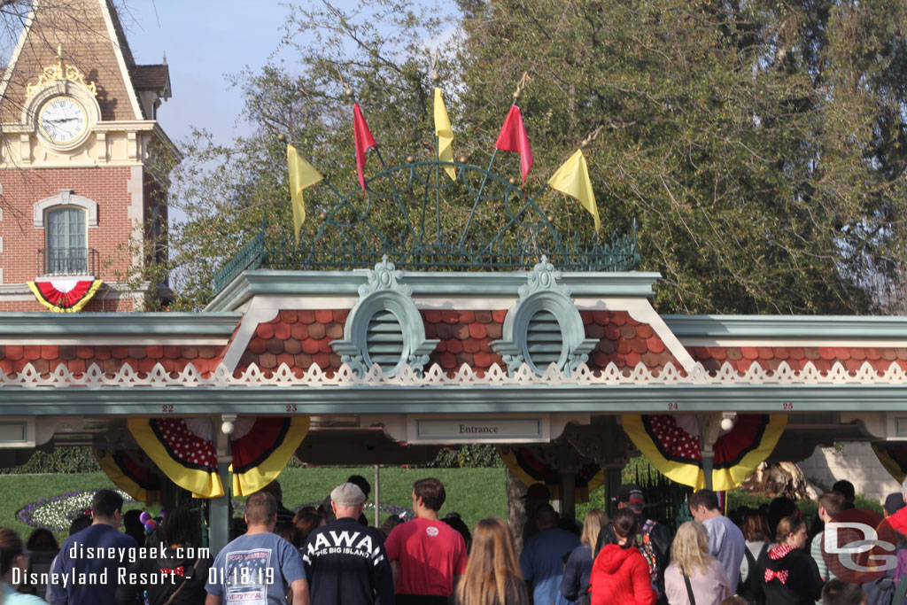 Making my way over to Disneyland.  Decorations for Get Your Ears On are up on Main Street.  