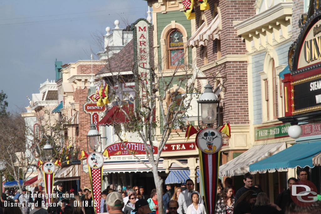 Banners and bunting along Main Street.