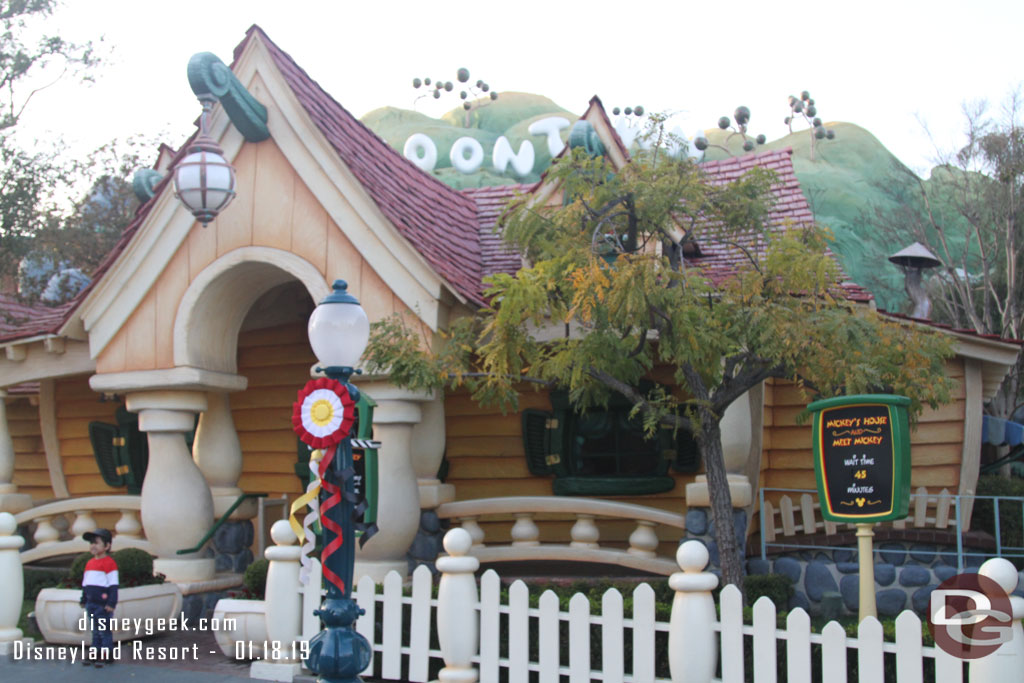 Some decorations in Toon Town in the residential area a couple of the poles had something on them.