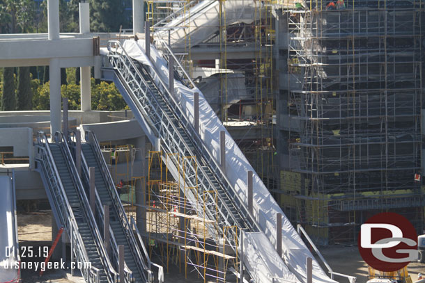 Scaffolding going up around the 5th floor escalators