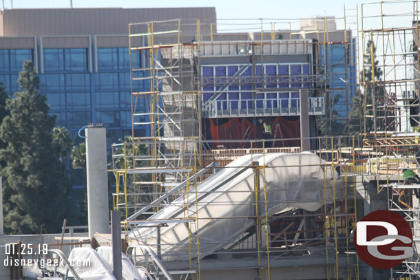 Scaffolding is up around the two elevator towers and the 6th floor escalator.