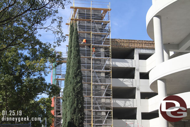 Crews working on the elevator structure.