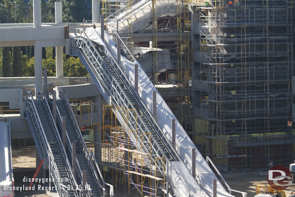 Scaffolding going up around the 5th floor escalators