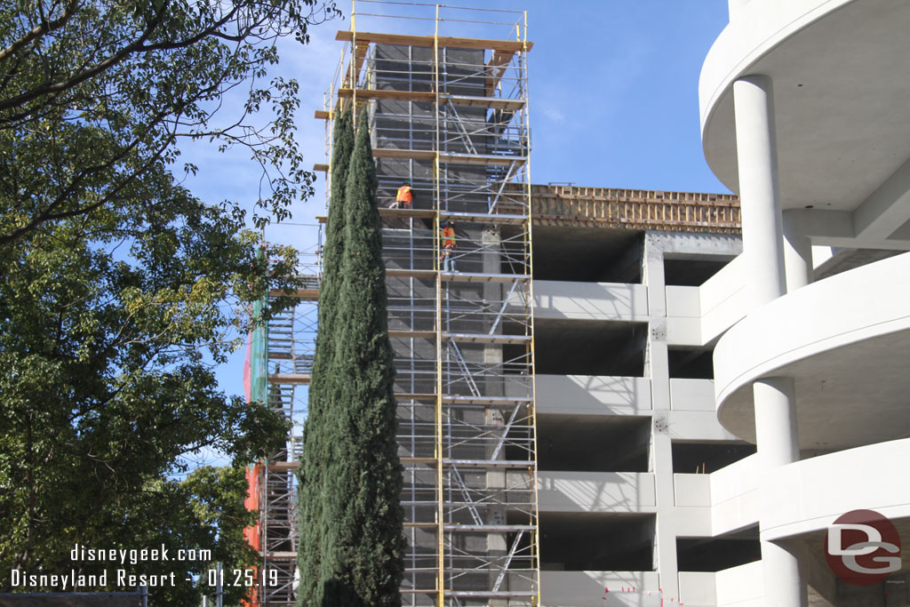 Crews working on the elevator structure.