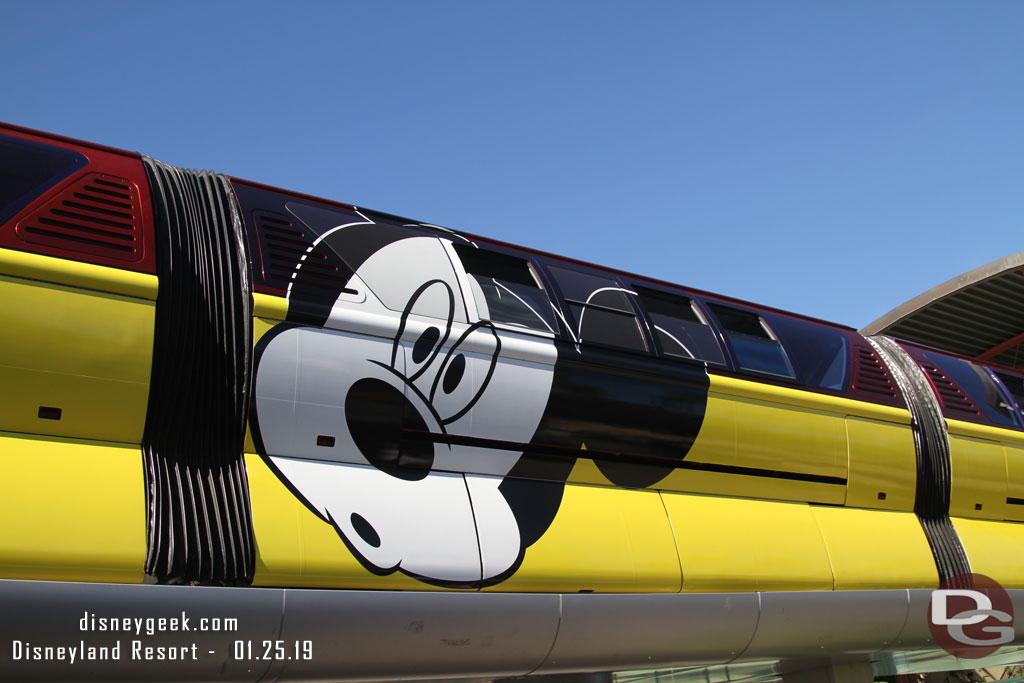 Monorail Red passing overhead.