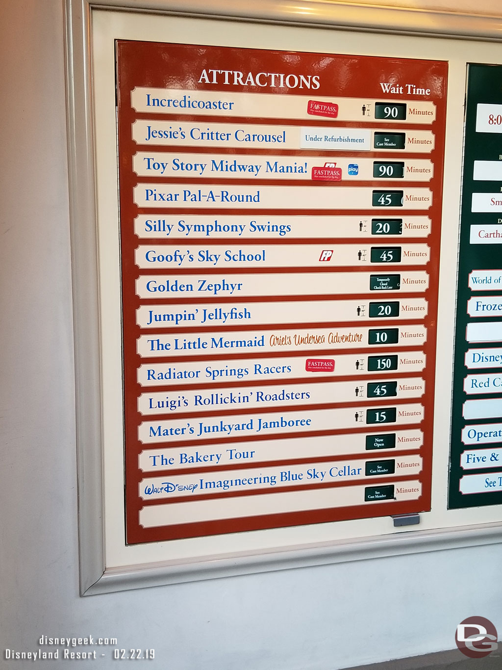 Disney California Adventure wait times at 5:33pm