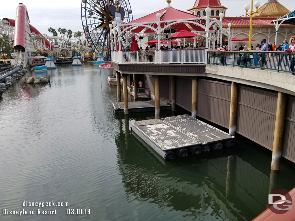 Work barges for World of Color are still in the bay.