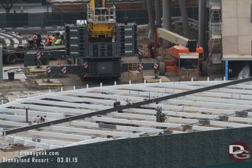 A closer look at the roof section being prepared for installation.