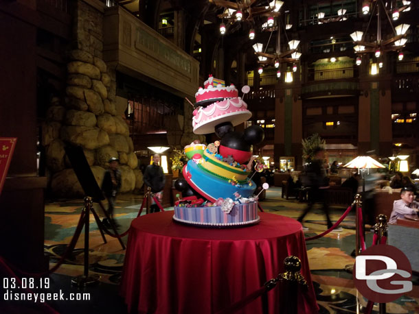 Disney Grand Californian Hotel lobby today unveiled a new cake for Mickey's 90th Birthday Celebration.