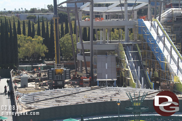 The new parking structure roof structure continues to take shape.