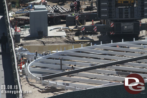 A closer look at the roof structure waiting to be raised into place.