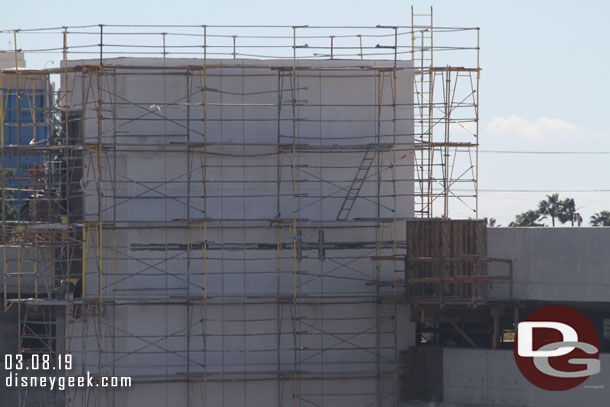 The near elevator structure, the cover is removed so you can see the nearly finished exterior.