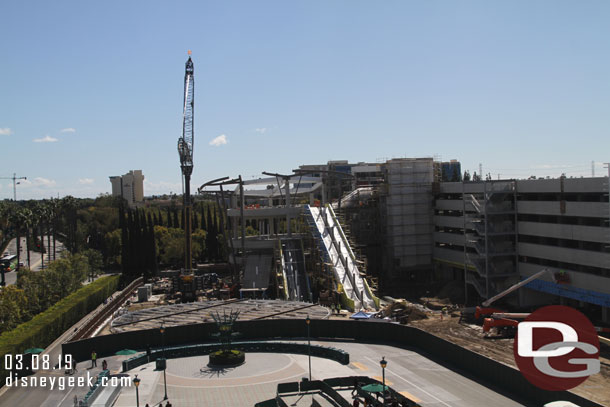 A wide view of the tram area.