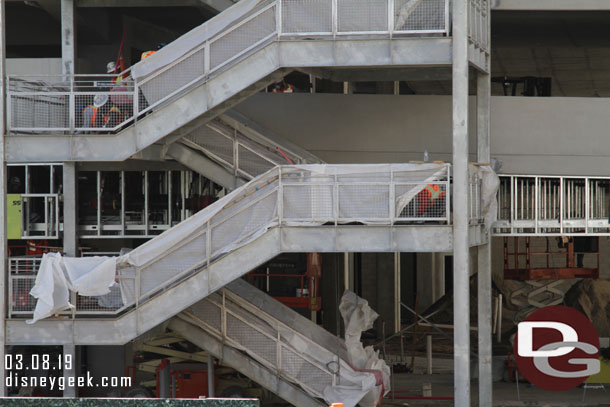 Activity on the ground level as steel framing is being installed in several spots.