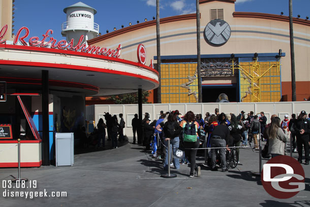 She was meeting outside the wall on the left.  This was the queue to meet her.