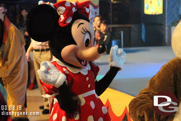 Minnie Mouse at the Get Your Ears On Dance Party at the Tomorrowland Terrace.