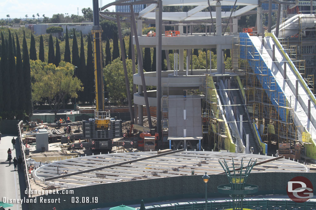 The new parking structure roof structure continues to take shape.