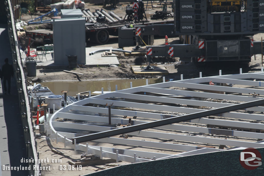 A closer look at the roof structure waiting to be raised into place.